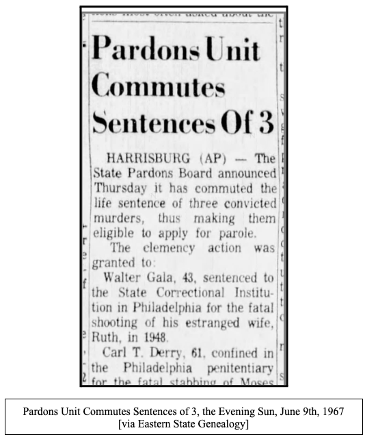 Pardons Unit Commutes Sentences of 3, the Evening Sun, June 9th, 1967