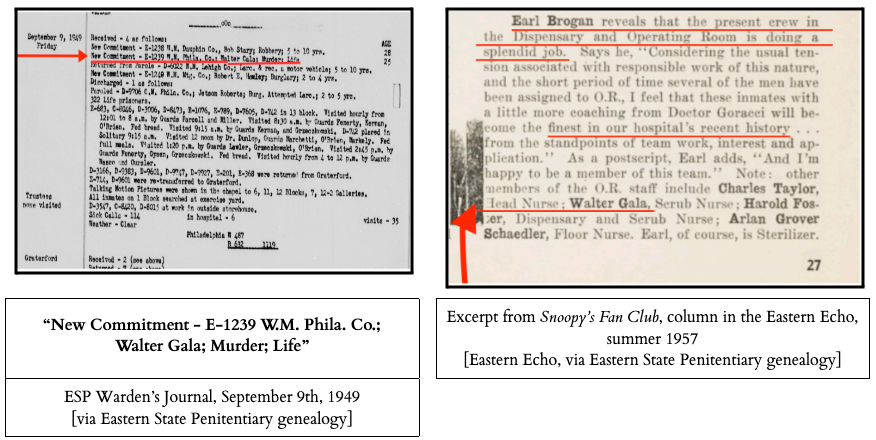 ESP Warden’s Journal, September 9th, 1949 and excerpt from Snoopy’s Fan Club, column in the Eastern Echo, summer 1957