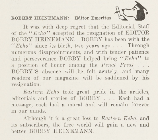 This is a photo of a section of an article talking about Heinemann's retirement from the Eastern Echo.